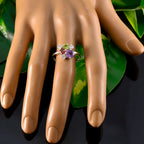 Multi Stone Hexa Turkish Sterling Silver multicolor Gems Whisper thin Graceful Ring Jewelry