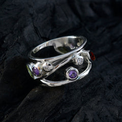 Multi Stone multiple Moroccan Sterling Silver multicolor Gemstones Mid weight Bubble Band Jewelry