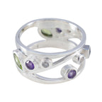 Multi Stone multiple Moroccan Sterling Silver multicolor Gemstones Mid weight Bubble Band Jewelry