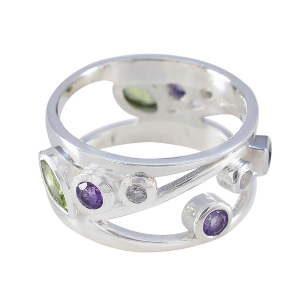 Mehrere Steine, mehrere marokkanische Sterlingsilber-Mehrfarben-Edelsteine, mittelschwerer Bubble-Band-Schmuck