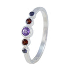 Multi Stone Penta American 925 Sterling Silver multicolor Gemstone Elegant  Feminine Ring Jewelry
