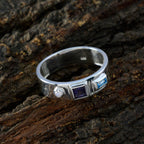 Multi Stone Trilogy Egyptian Silver multicolor Gemstone Tiny Abstract Band Jewelry