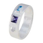 Multi Stone Trilogy Egyptian Silver multicolor Gemstone Tiny Abstract Band Jewelry