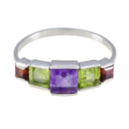 Multi Stone Penta American Silver multicolor Gemstones Delicate Graceful Ring Jewelry