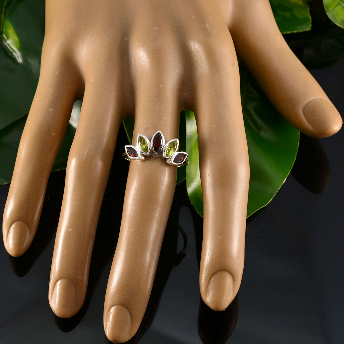 Multi Stone Penta Korean 92.5 Silver multicolor Gemstone Delicate crown Ring Jewellery