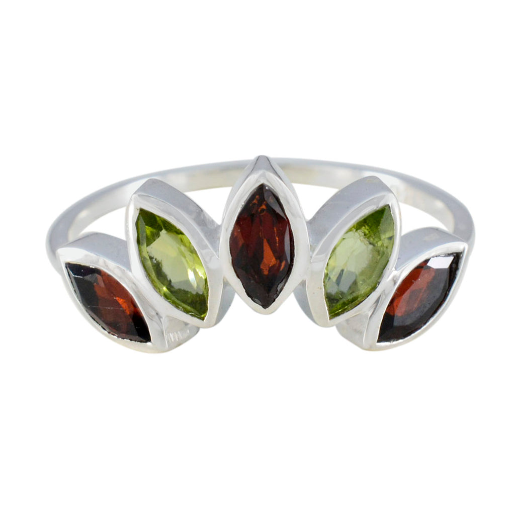 Multi Stone Penta Korean 92.5 Silver multicolor Gemstone Delicate crown Ring Jewellery