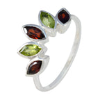 Multi Stone Penta Korean 92.5 Silver multicolor Gemstone Delicate crown Ring Jewellery