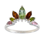Multi Stone Hepta Korean 925 Silver multicolor Gems Dainty crown Ring Jewellery
