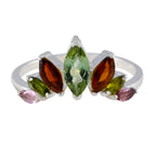 Multi Stone Hepta Korean 925 Silver multicolor Gems Dainty crown Ring Jewellery