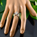 Multi Stone Penta Japanese 925 Silver multicolor Gemstones Dainty crown Ring Jewelry