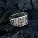 Multi Stone navratna Moroccan 925 Sterling Silver multicolor Gemstone Versatile Cocktail Ring Jewelry