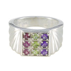 Multi Stone navratna Moroccan 925 Sterling Silver multicolor Gemstone Versatile Cocktail Ring Jewelry