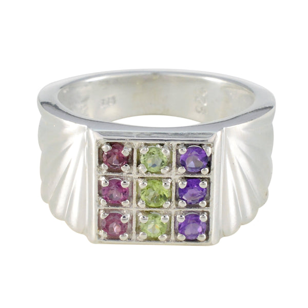 Multi Stone navratna Moroccan 925 Sterling Silver multicolor Gemstone Versatile Cocktail Ring Jewelry