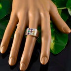 Multi Stone navratna French Sterling Silver multicolor Gems Eye catching Modern Ring Jewelry