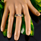 Multi Stone Penta Russian Silver multicolor Gemstone Tiny Abstract Ring Jewelry