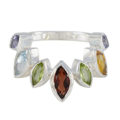 Multi Stone multiple African Sterling Silver multicolor Gemstone Featherlight crown Ring Jewelry