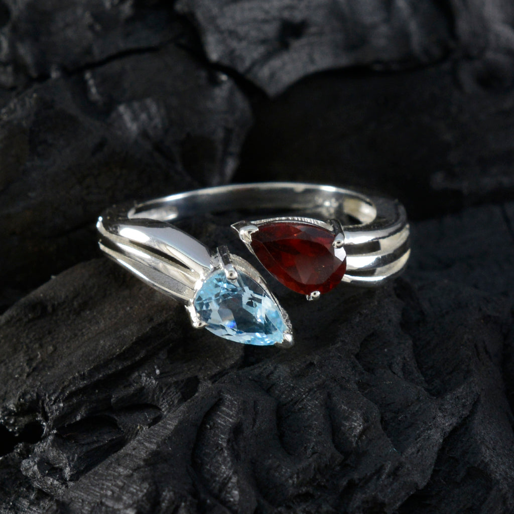 Multi Stone Toi et Moi American 92.5 Silver multicolor Gems Whisper thin Luxurious Ring Jewelry