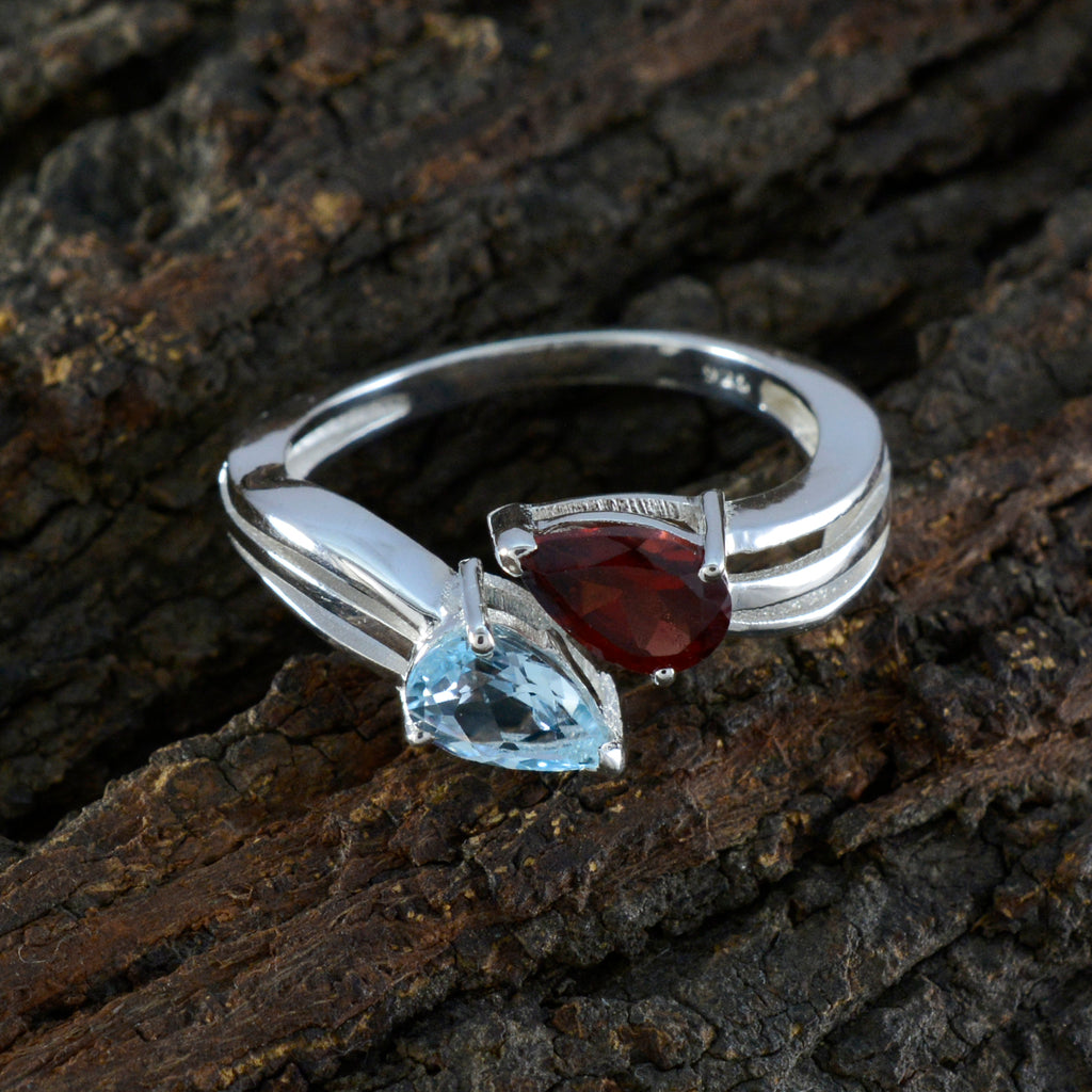 Multi Stone Toi et Moi American 92.5 Silver multicolor Gems Whisper thin Luxurious Ring Jewelry
