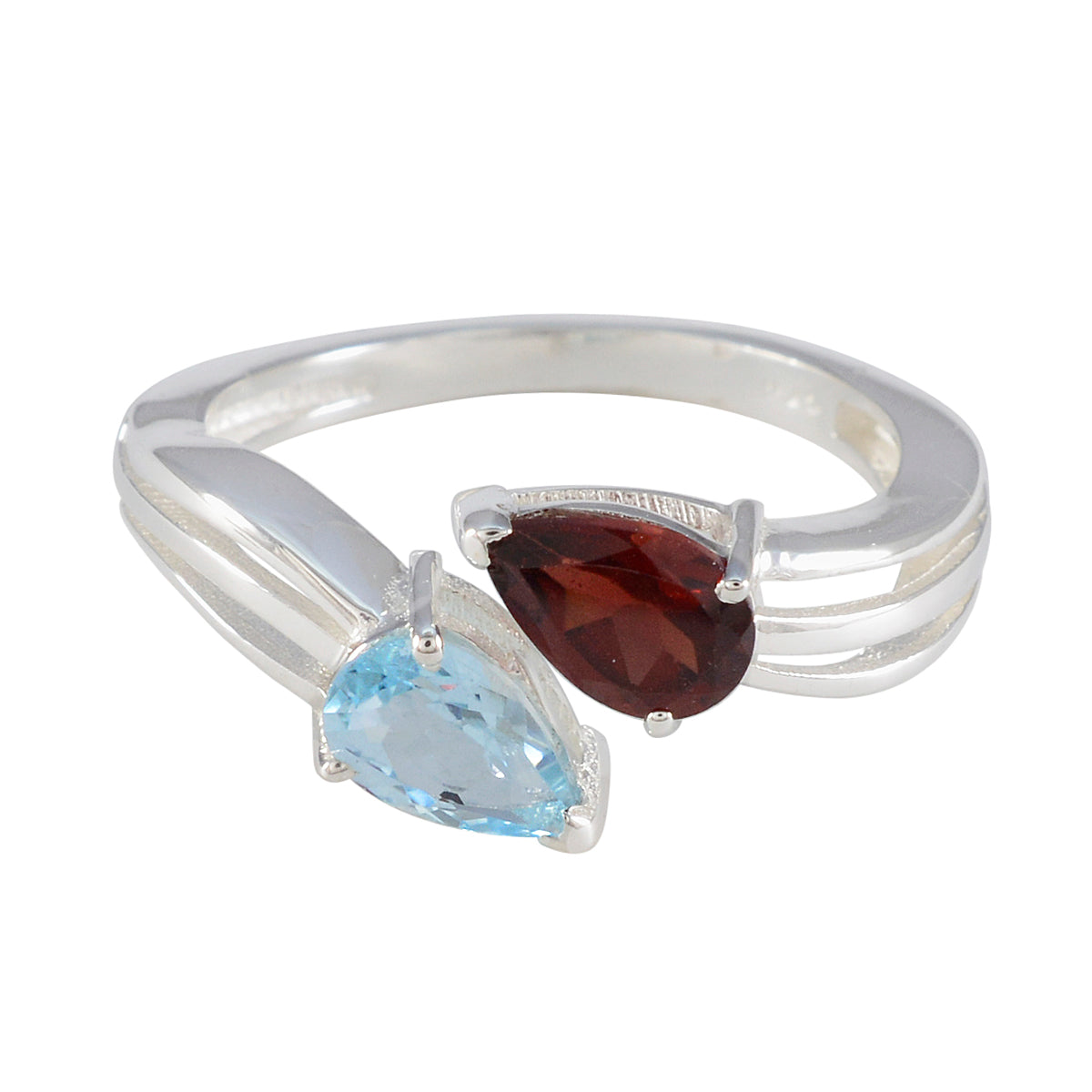 Multi Stone Toi et Moi American 92.5 Silver multicolor Gems Whisper thin Luxurious Ring Jewelry Main image