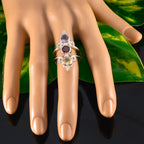 Multi Stone Trilogy Indian Sterling Silver multicolor Gemstones Classic Sophisticated Ring Jewelry