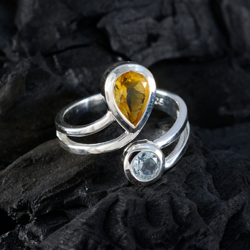 Multi Stone Toi et Moi German 925 Sterling Silver multicolor Gems Tiny Trendy Ring Jewelry