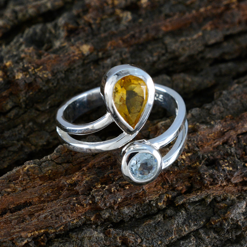 Multi Stone Toi et Moi German 925 Sterling Silver multicolor Gems Tiny Trendy Ring Jewelry