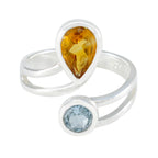 Multi Stone Toi et Moi German 925 Sterling Silver multicolor Gems Tiny Trendy Ring Jewelry