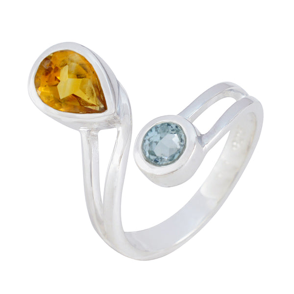 Multi Stone Toi et Moi German 925 Sterling Silver multicolor Gems Tiny Trendy Ring Jewelry