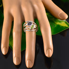 Multi Stone Penta Indian 925 Sterling Silver multicolor Gemstone Eye catching Abstract Ring Jewellery
