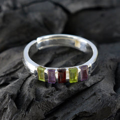 Multi Stone Penta Japanese 92.5 Silver multicolor Gemstones Dainty Glamorous Ring Jewelry