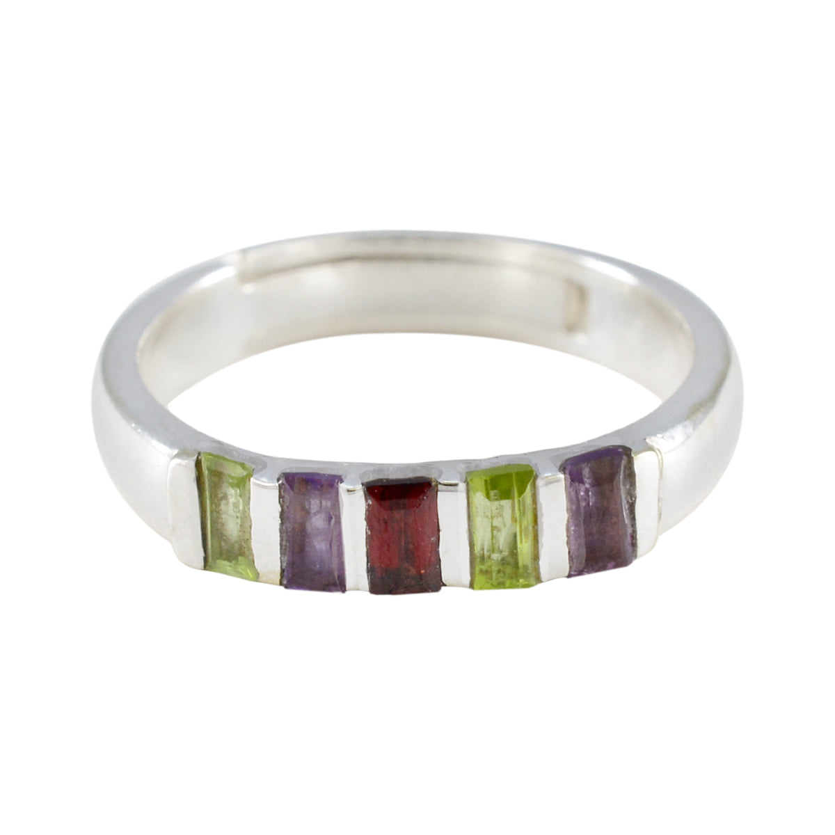 Multi Stone Penta Japanese 92.5 Silver multicolor Gemstones Dainty Glamorous Ring Jewelry