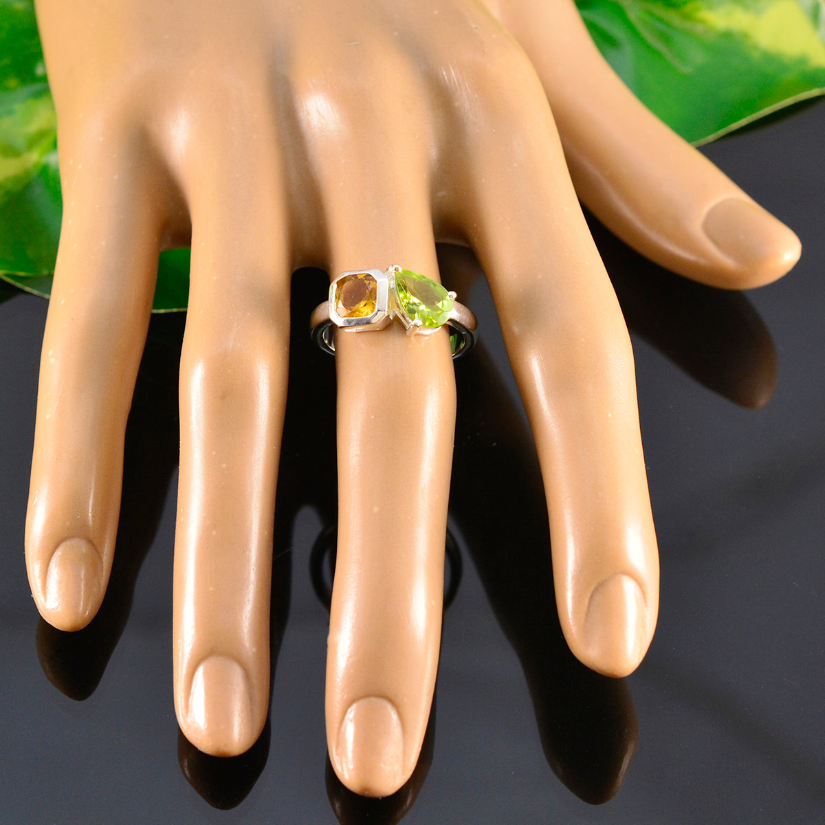 Multi Stone Toi et Moi American Silver multicolor Gemstone Dainty Sophisticated Ring Jewelry