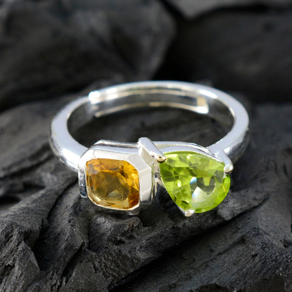 Multi Stone Toi et Moi American Silver multicolor Gemstone Dainty Sophisticated Ring Jewelry