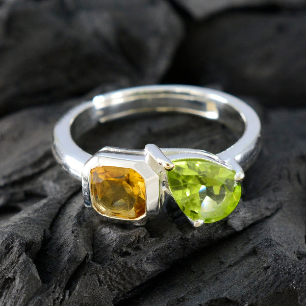 Multi Stone Toi et Moi American Silver multicolor Gemstone Dainty Sophisticated Ring Jewelry