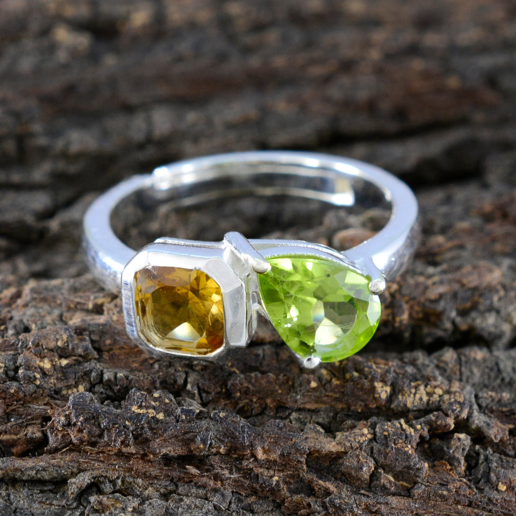 Multi Stone Toi et Moi American Silver multicolor Gemstone Dainty Sophisticated Ring Jewelry