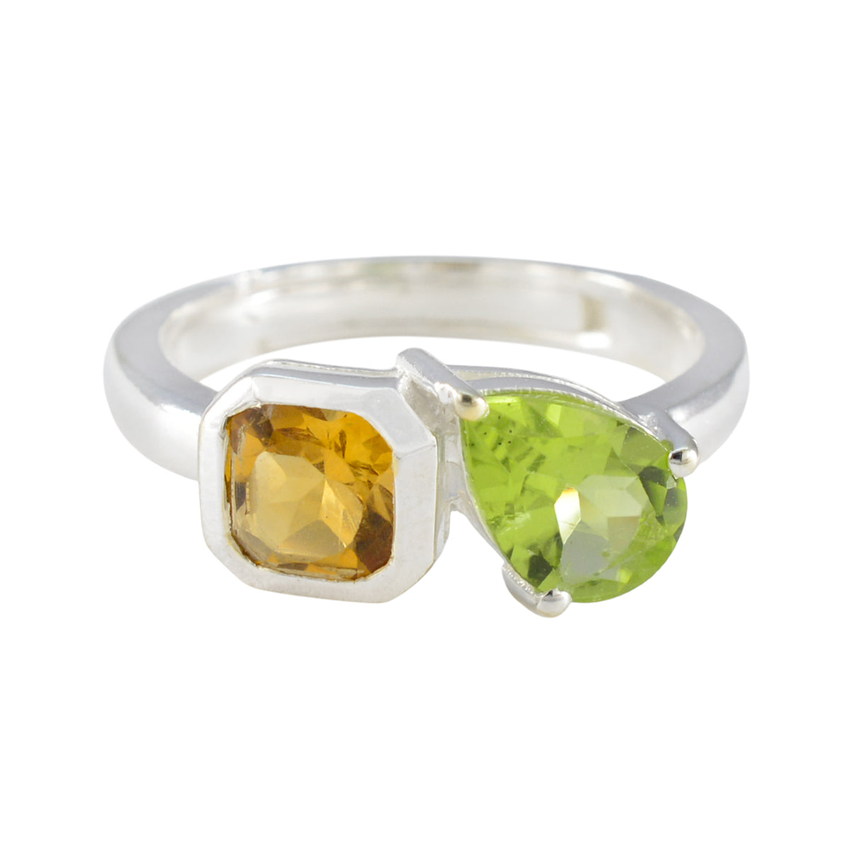 Multi Stone Toi et Moi American Silver multicolor Gemstone Dainty Sophisticated Ring Jewelry Huvudsaklig produktbild