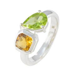 Multi Stone Toi et Moi American Silver multicolor Gemstone Dainty Sophisticated Ring Jewelry
