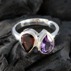 Multi Stone Toi et Moi German Sterling Silver multicolor Gemstones Featherlight Luxurious Ring Jewellery