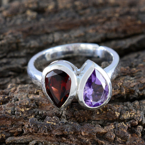 Multi Stone Toi et Moi German Sterling Silver multicolor Gemstones Featherlight Luxurious Ring Jewellery