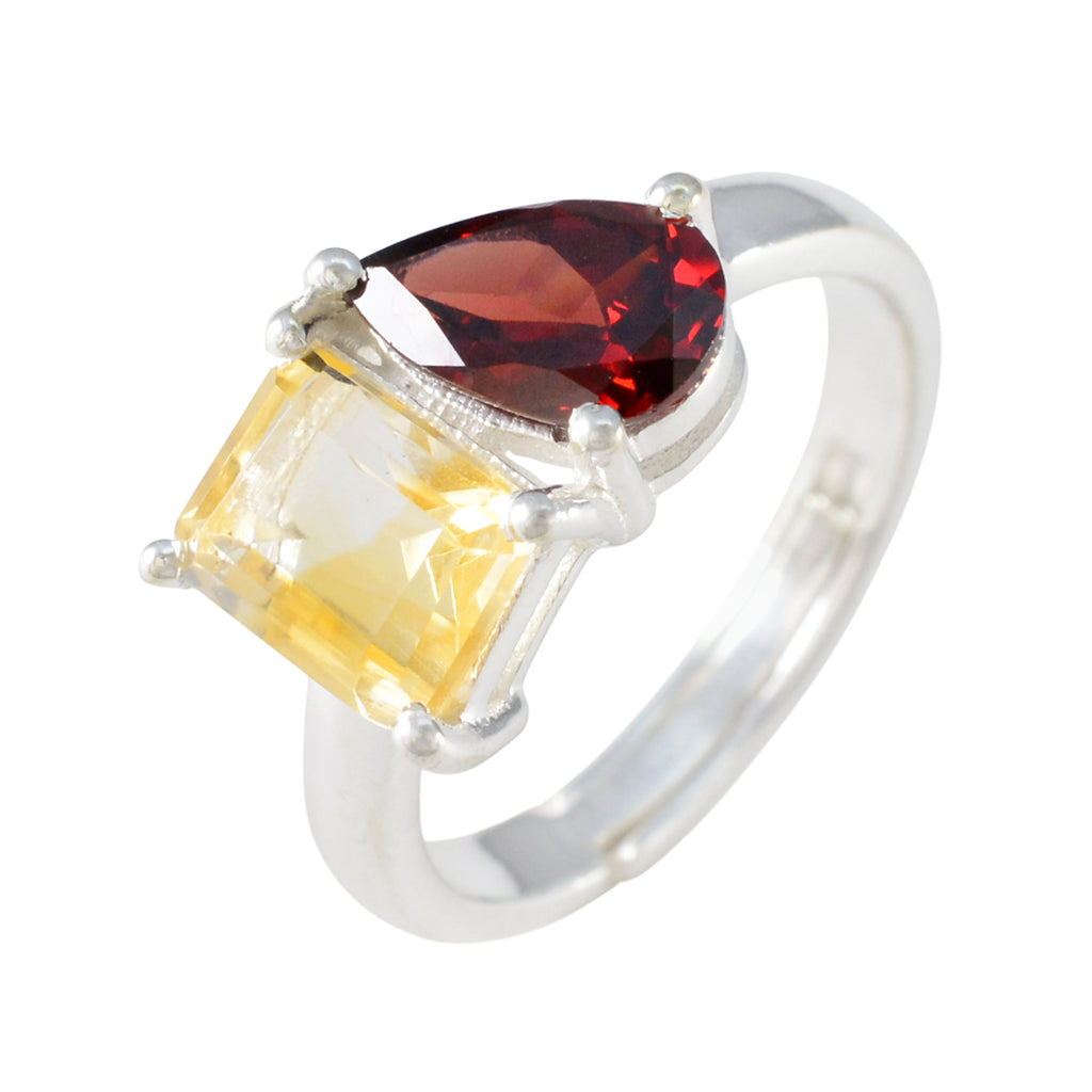 Multi Stone Toi et Moi Korean 925 Silver multicolor Gems Whisper thin Modern Ring Jewelry