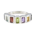 Multi Stone Hepta Indian 92.5 Silver multicolor Gemstone Featherlight Modern Band Jewellery
