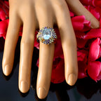 Multi Stone Halo German 925 Sterling Silver multicolor Gems Versatile Cocktail Ring Jewelry