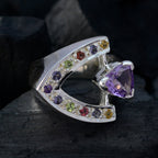 Multi Stone Halo French Sterling Silver multicolor Gemstone Statement Cocktail Ring Jewellery