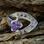 Multi Stone Halo French Sterling Silver multicolor Gemstone Statement Cocktail Ring Jewellery