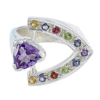Multi Stone Halo French Sterling Silver multicolor Gemstone Statement Cocktail Ring Jewellery
