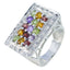 Multi Stone Halo Russian 92.5 Silver multicolor Gemstones Essential  Cocktail Ring Jewellery