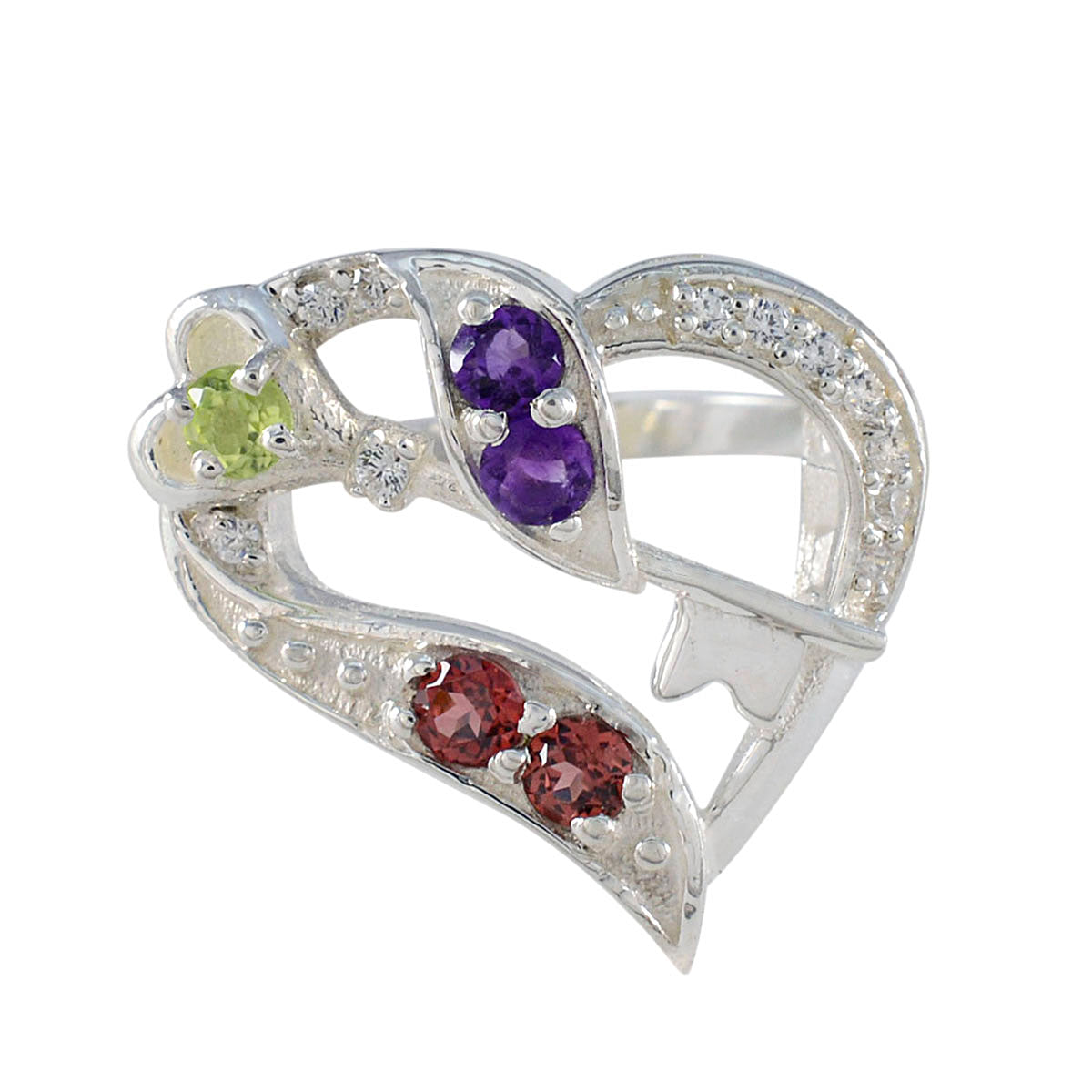 Multi Stone multiple German Silver multicolor Gemstone Tiny Romantic Ring Jewelry