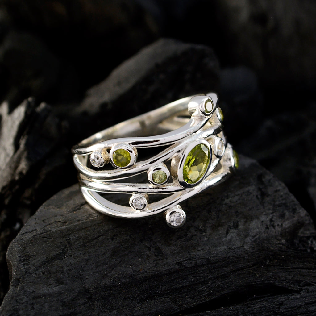 Multi Stone multiple African 925 Silver multicolor Gems Mid weight Feminine Ring Jewelry