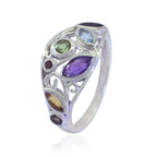 Multi Stone multiple Egyptian Silver multicolor Gems Minimal Trendy Ring Jewellery