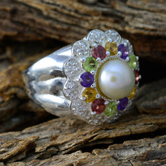 Multi Stone Halo French Silver multicolor Gemstone Statement Cocktail Ring Jewelry